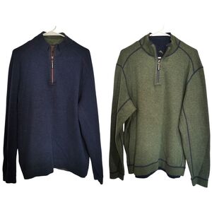 Tommy Bahama Reversible Blue/Green 1/2 Zip Mock Neck Sweatshirt - Sz L-XL
